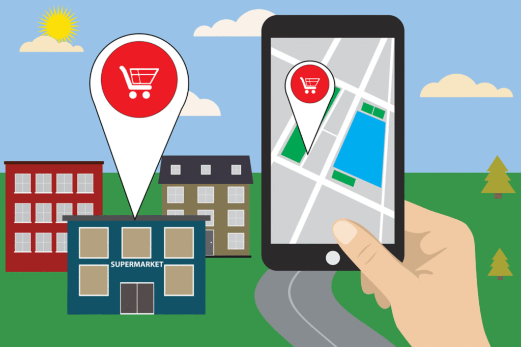 A graphic of apple maps displaying the location of a brick and morter store