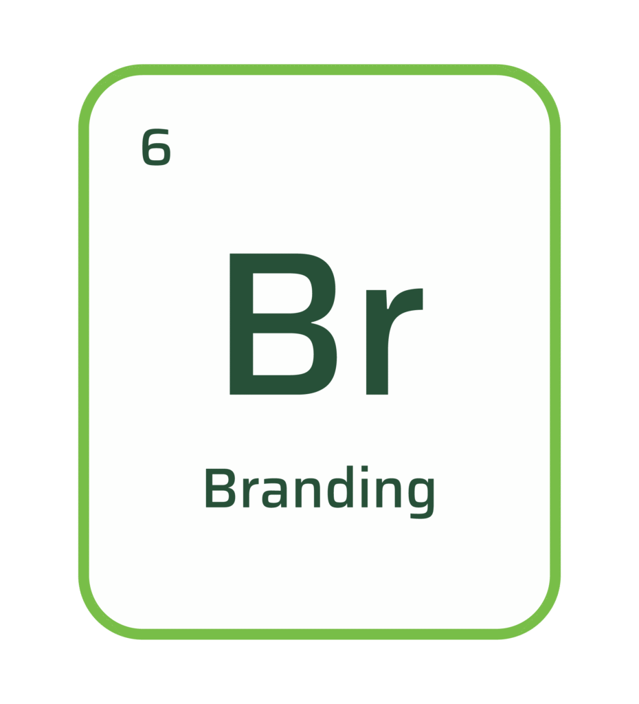Graphic styled like a periodic table element for Branding (B)