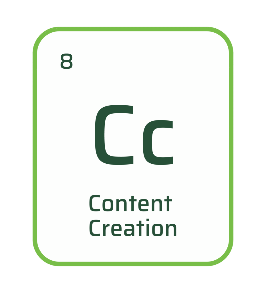 Graphic styled like a periodic table element for Content Creation (Cc)