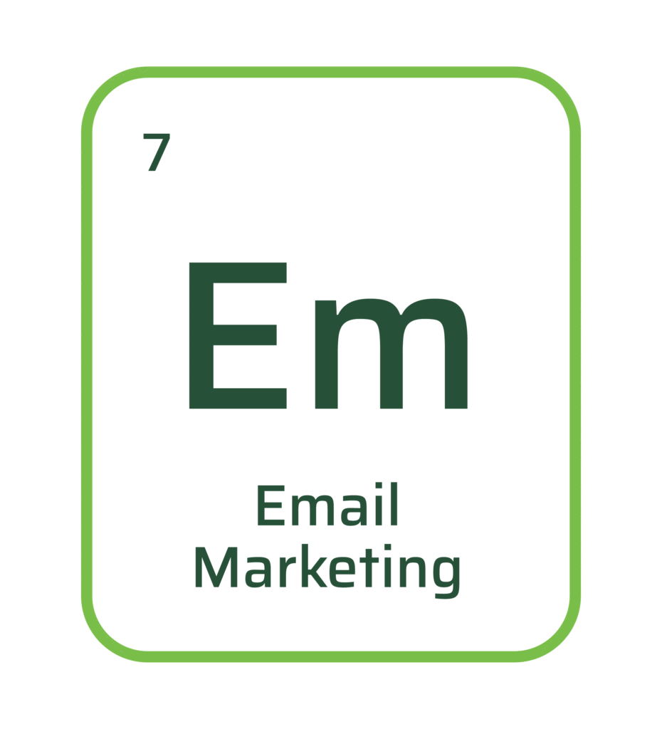 Graphic styled like the periodic table element for Email Marketing (Em)