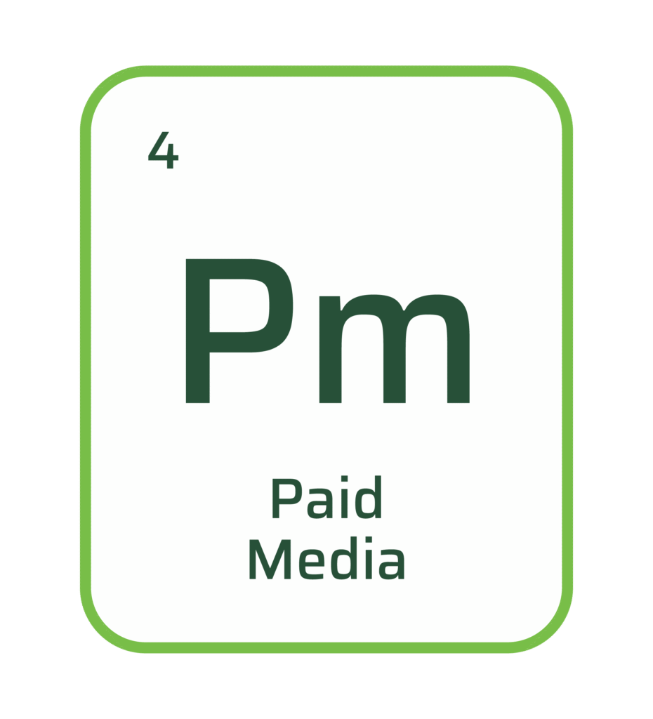 Graphic styled like a periodic table element for Paid Media (Pm)