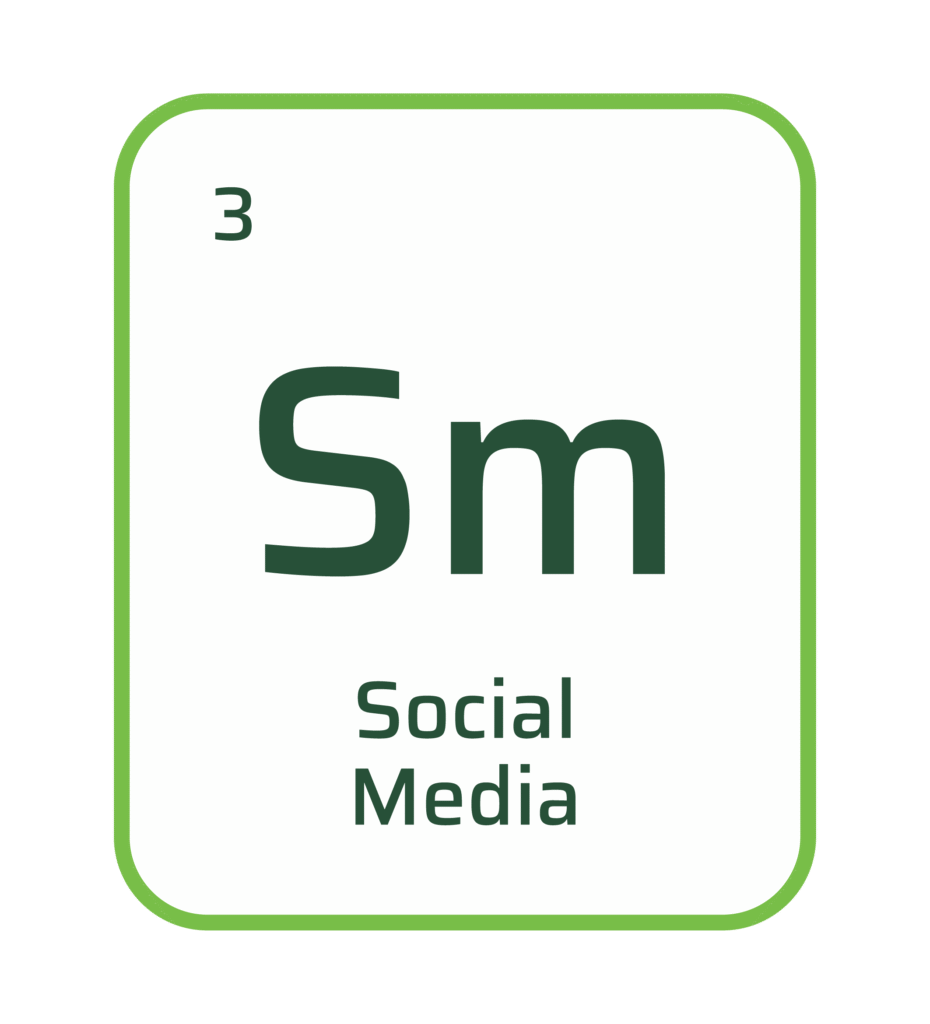 Graphic styled like the periodic table element for Social media (Sm)