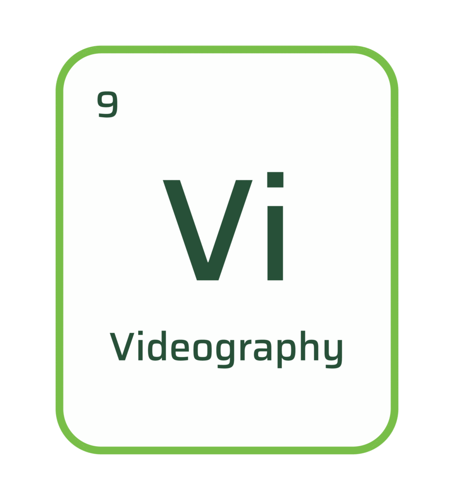 Graphic styled like a periodic table element for Videography (Vi)