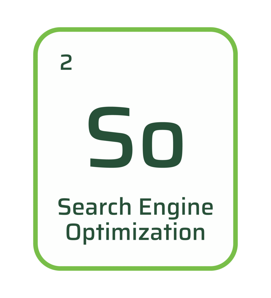 Graphic styled like a periodic table element for Search Engine Optimization (So)