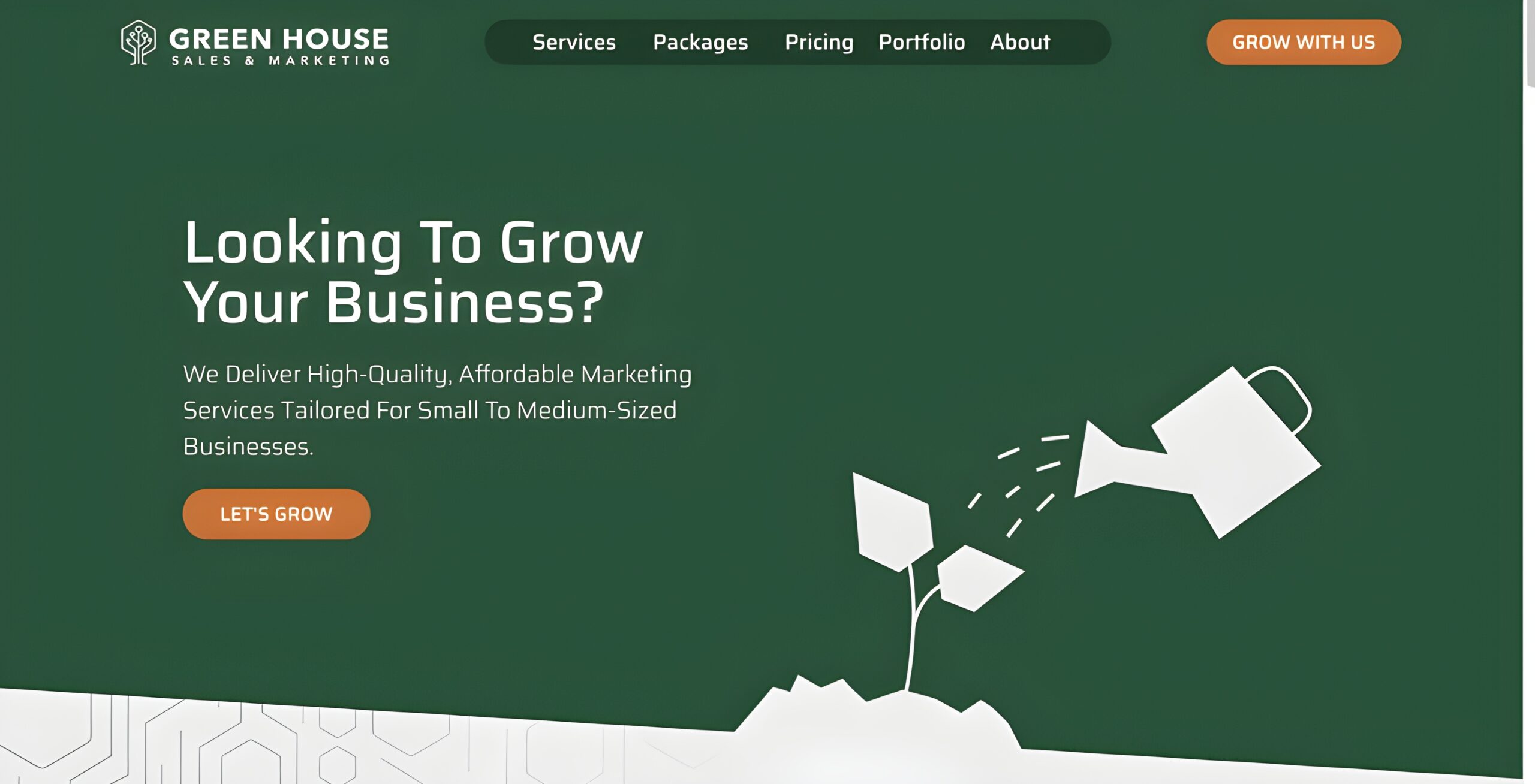 Green House Sales & Marketing homepage offering affordable digital marketing services for small businesses in Utah